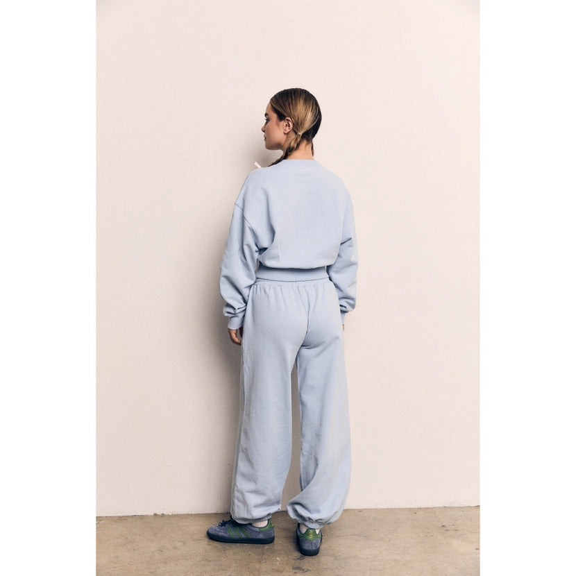 Blank Lab - Organic Cotton Terry Cropped Balloon Sweatshirt | Pale Blue