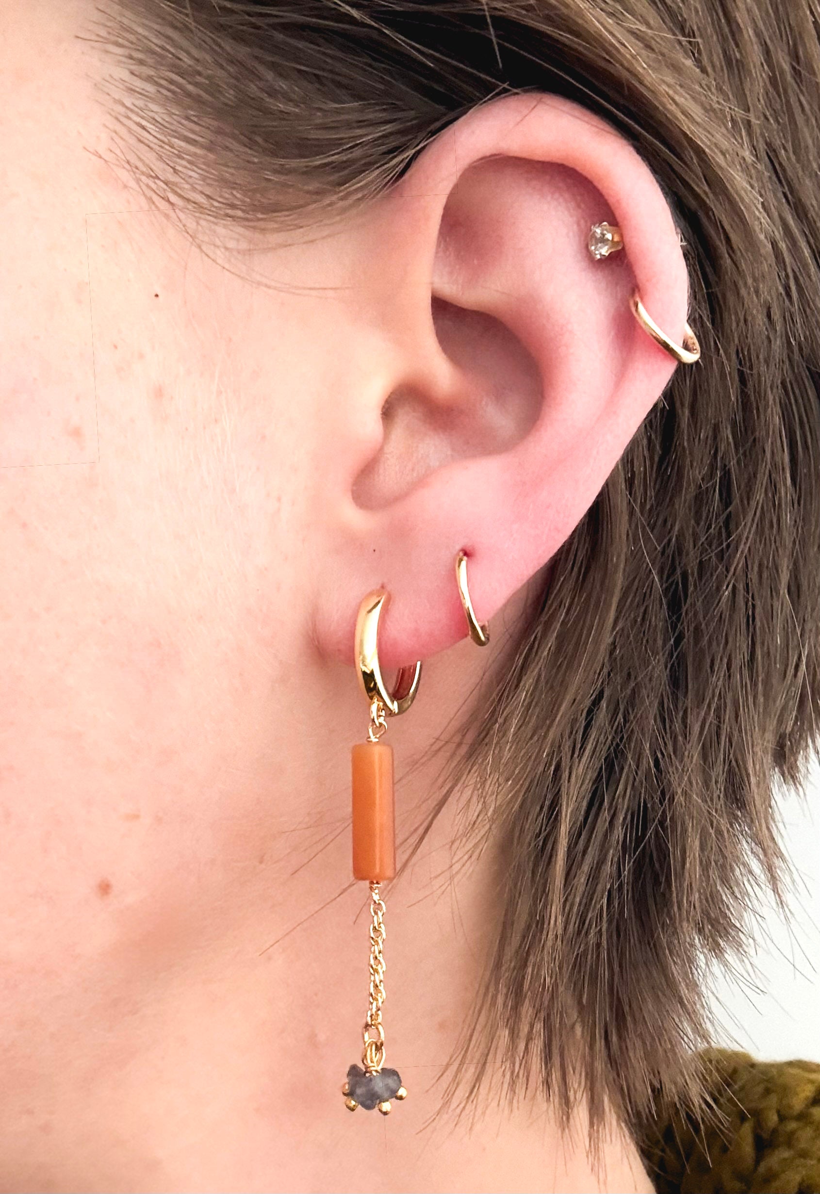 Made Community - Long Bead + Cluster Hoop Earring