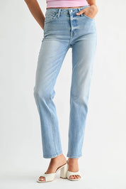 Just Black Denim - Mid Rise Stovepipe Straight Leg Denim | Light Denim