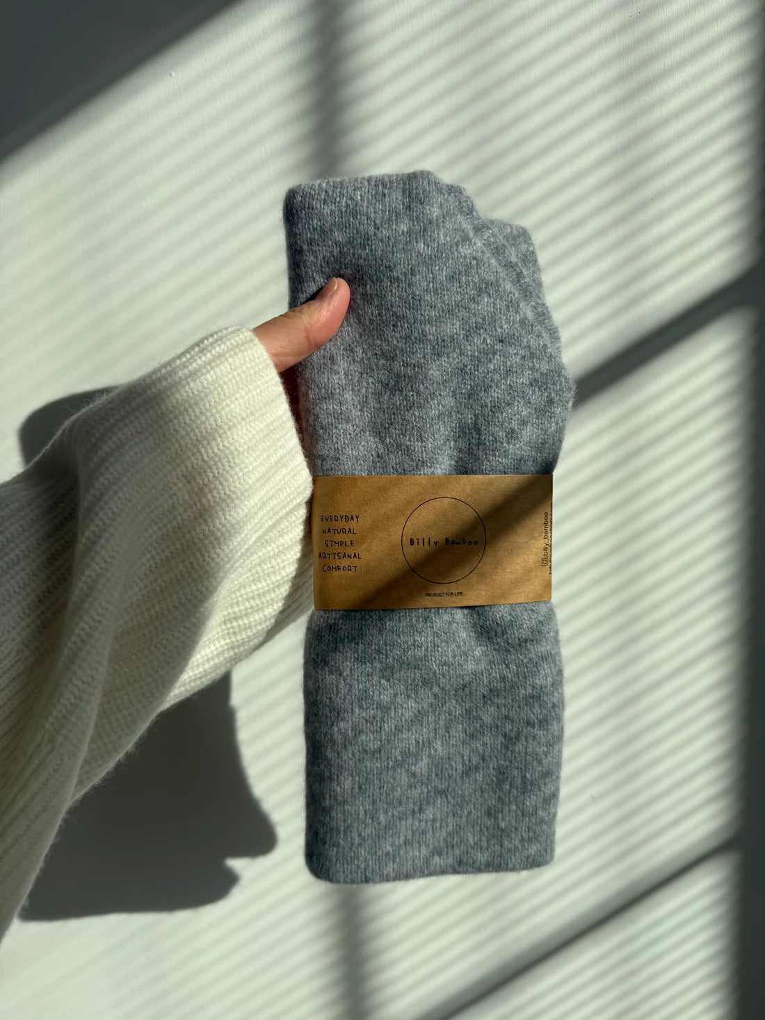 Billy Bamboo - Fuzzy Wool Cravat Scarf | Pebble Grey