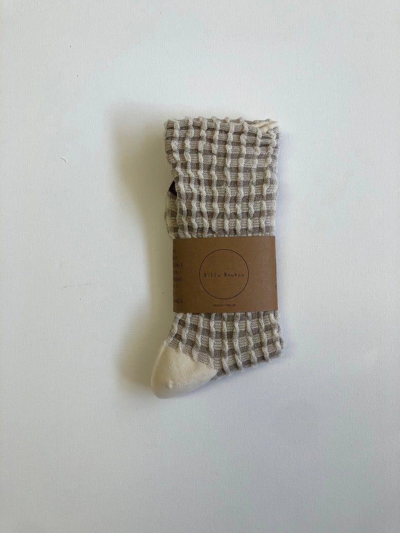 Billy Bamboo - Gingham Waffle Sock | Cream