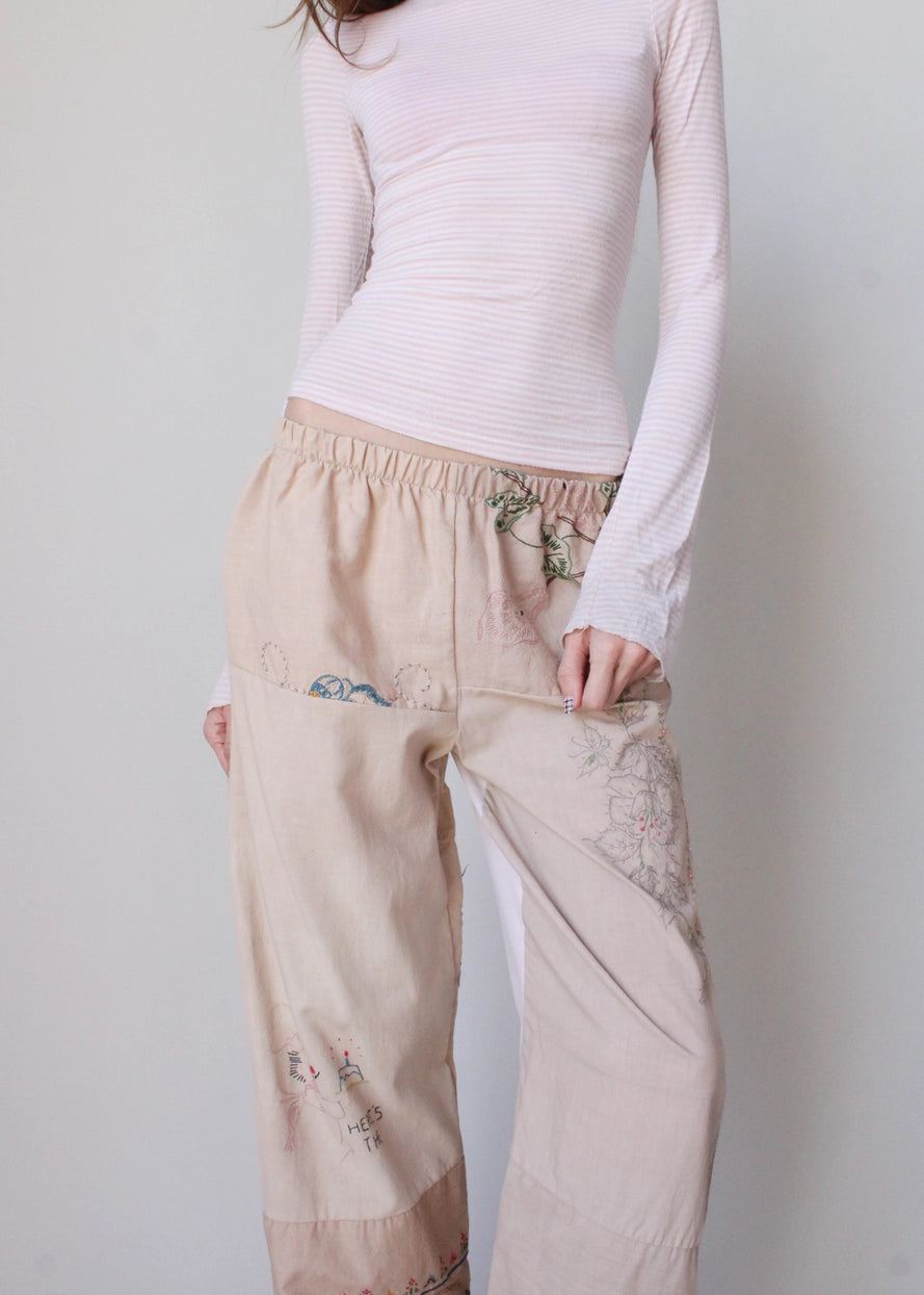 American Recycled Clothing - Embroidered Pieced Pant