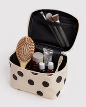 Baggu - Large Cosmetic Case | Cream and Black Polka Dot