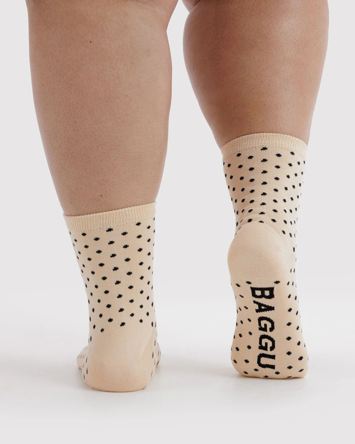 Baggu - Crew Sock | Micro Cream and Black Polka Dot