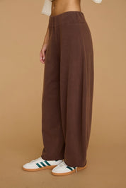 Dottie Dottié Garage - Washed Ribbed Knit Pull On Barrel Leg Pants | Brown