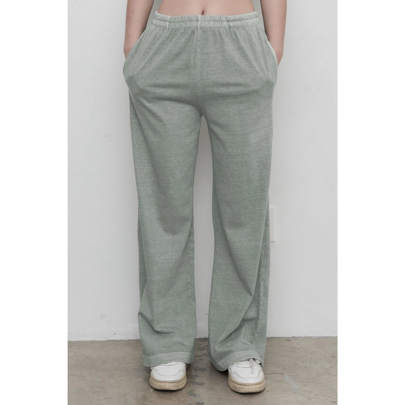 Blank Lab - Washed Cotton Straight Pants | Sage Green
