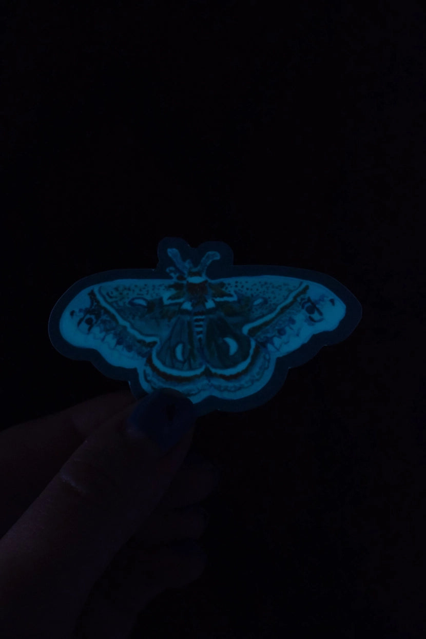 Refuge Studios Iowa City - Glow in the Dark Cecropia Moth Sticker