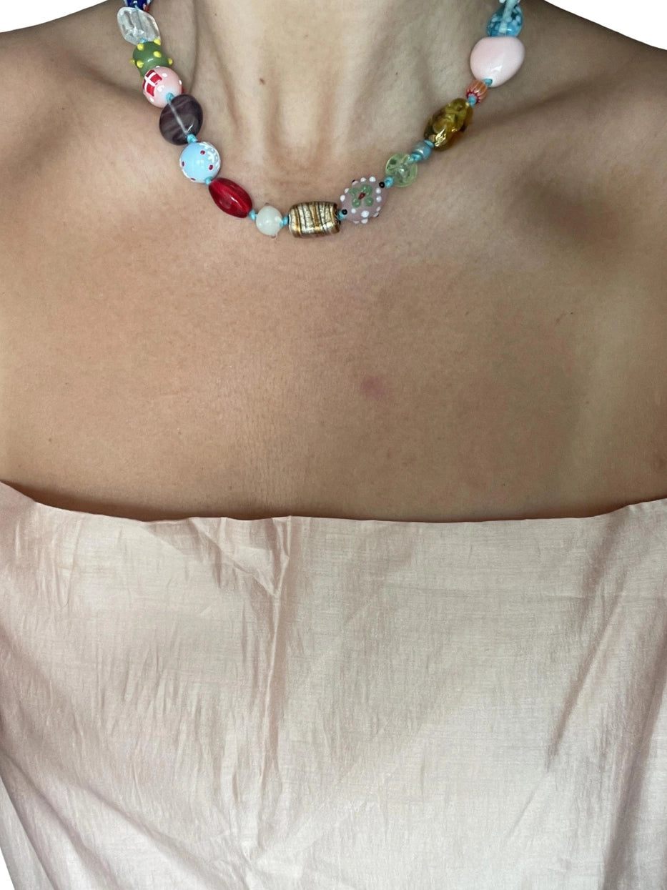 CÉLAÉL - Candy Multi Color Mix Necklace | Cherry Red & Moss Green