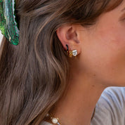Larissa Loden - Two Tone Reversible Enamel Huggie Hoop Earrings | Black/White