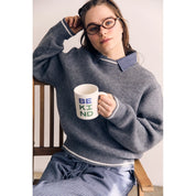 Blank Lab - Contrast Color Sweather Top | Heather Grey/White