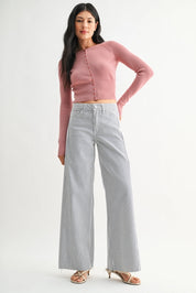 Just Black Denim - Side Stripe Wide Leg Jean