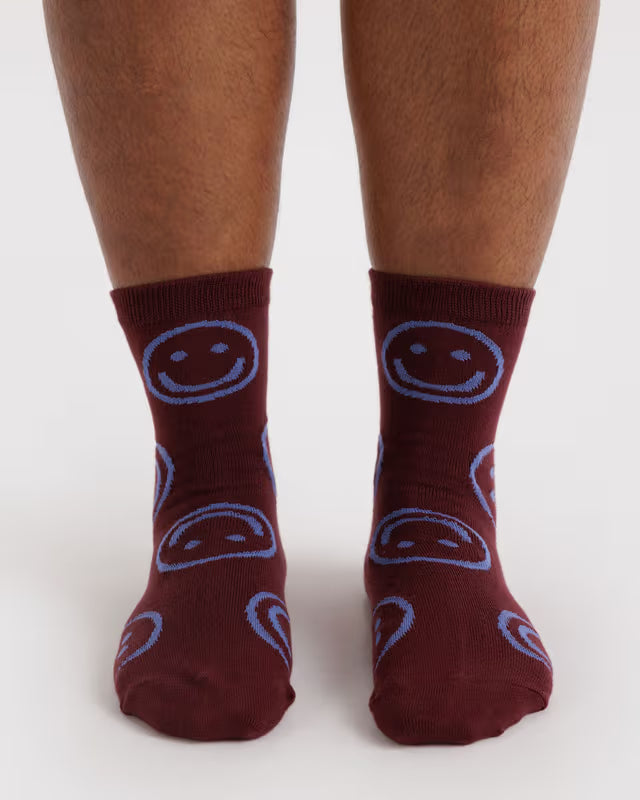 Baggu - Crew Sock | Mahogany Happy