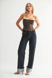 Just Black Denim - Cuffed Wide Leg | Sup (Dark Denim)