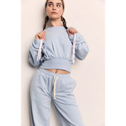 Blank Lab - Organic Cotton Terry Cropped Balloon Sweatshirt | Pale Blue