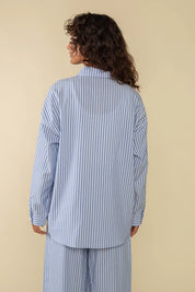 NLT - Delano Striped Oversized Button Down Shirt | Sky & Ivory (Extended Sizes)