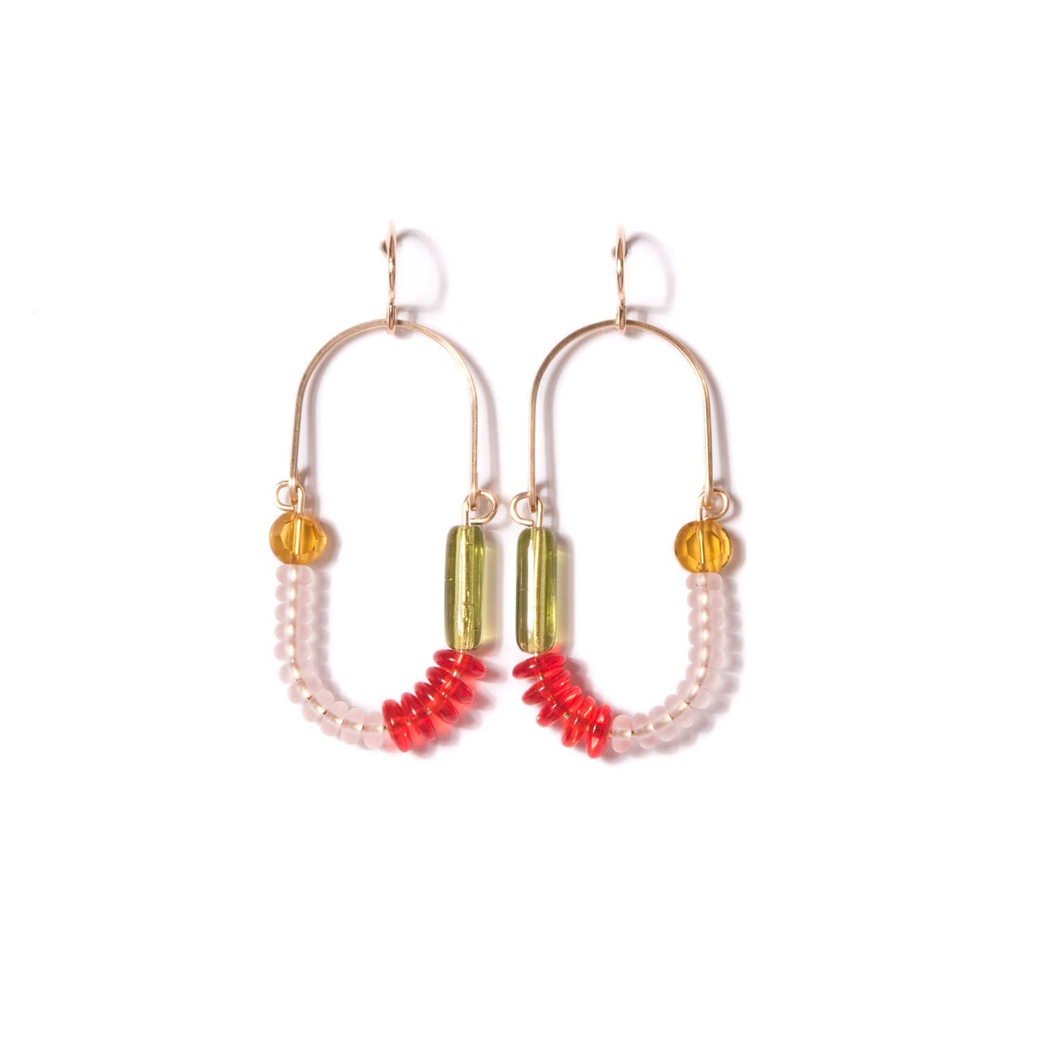 Michelle Starbuck Designs - Hyacinth, Rose, Olive, and Topaz Balance Earrings: Brass