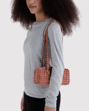 Baggu - Small Nylon Bowler Bag | Tan Houndstooth