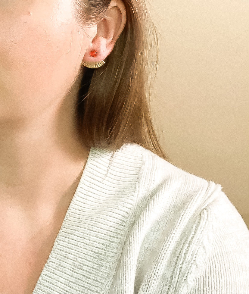 Michelle Starbuck - Carnelian Mini Pleat Jacket Earrings