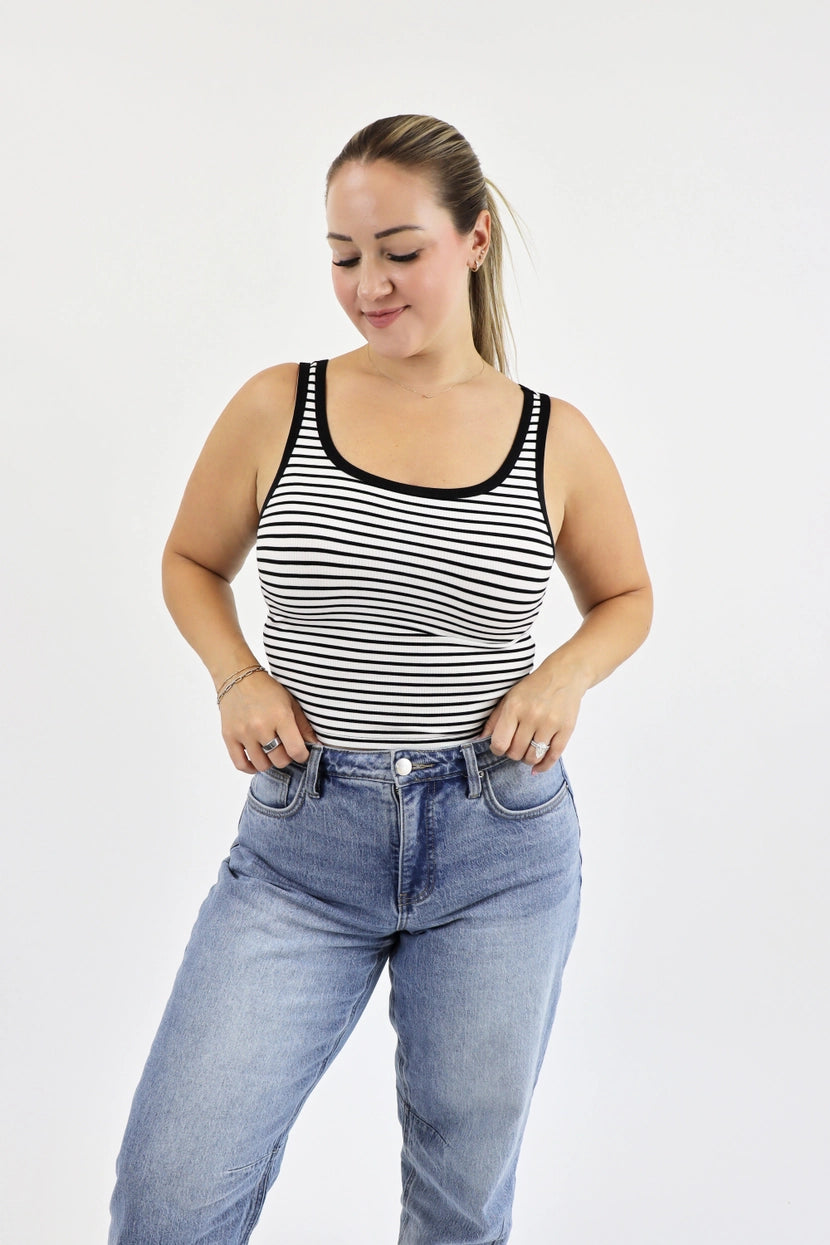 Alexander Jane - The Micro Ribbed Tank | White Striped