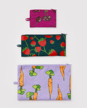 Baggu - Flat Pouch Set | Carrots & Berries