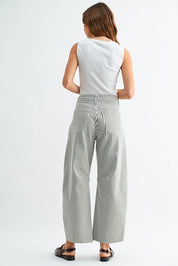 Just Black Denim - Barrel Jean with Seams | Olive Stripe