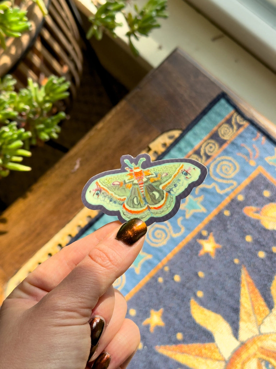 Refuge Studios Iowa City - Glow in the Dark Cecropia Moth Sticker