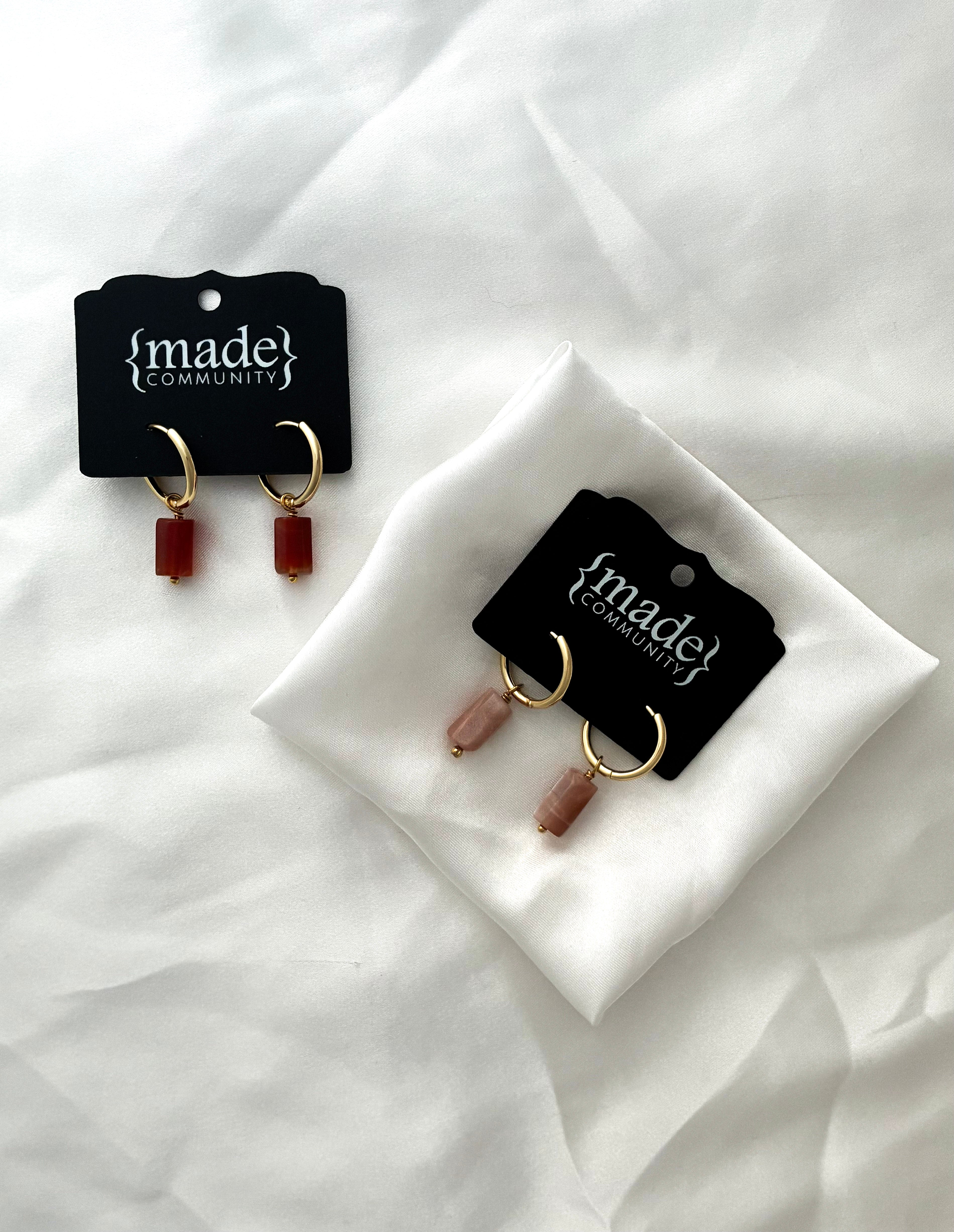 Made Community - Simple Gem Dangle Hoop Earrings