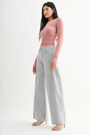 Just Black Denim - Side Stripe Wide Leg Jean