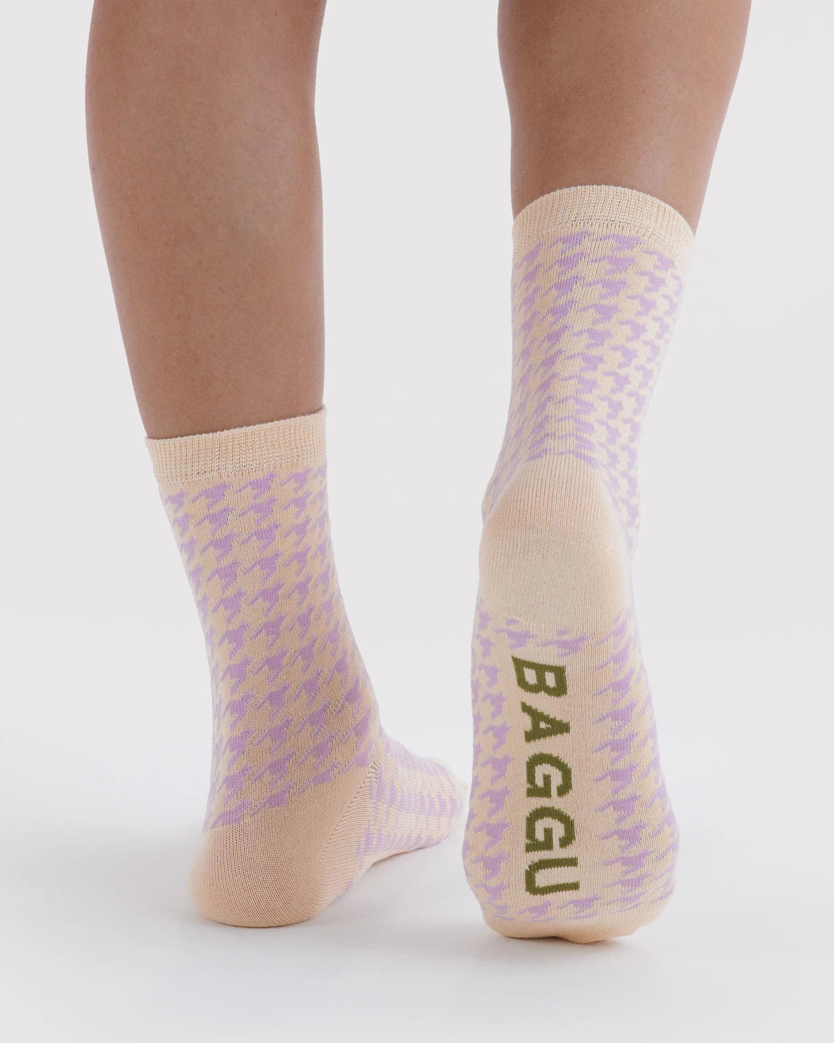 Baggu - Crew Sock | Pink Houndstooth