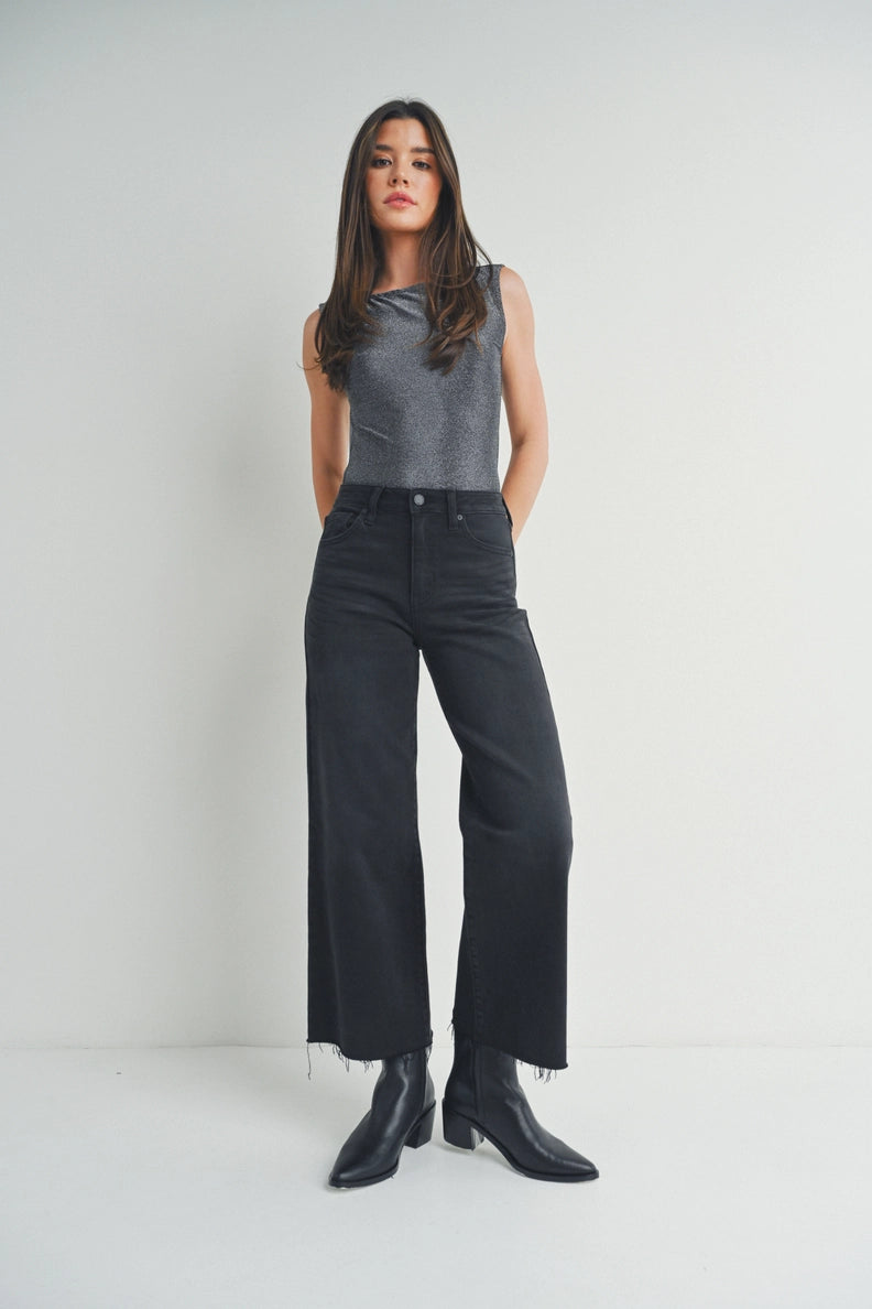 Just Black Denim - The Slim Wide-Leg Crop | Washed Black