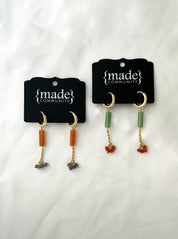 Made Community - Long Bead + Cluster Hoop Earring