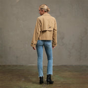 RAISONNEL - Short Double-Breasted Trench Jacket | Khaki Beige