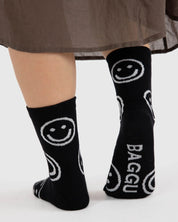 Baggu - Crew Sock | Black Happy