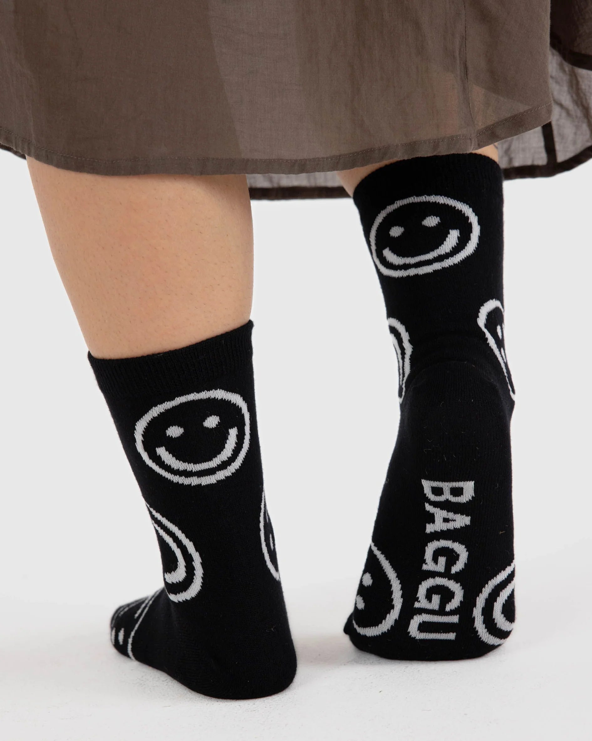 Baggu - Crew Sock | Black Happy