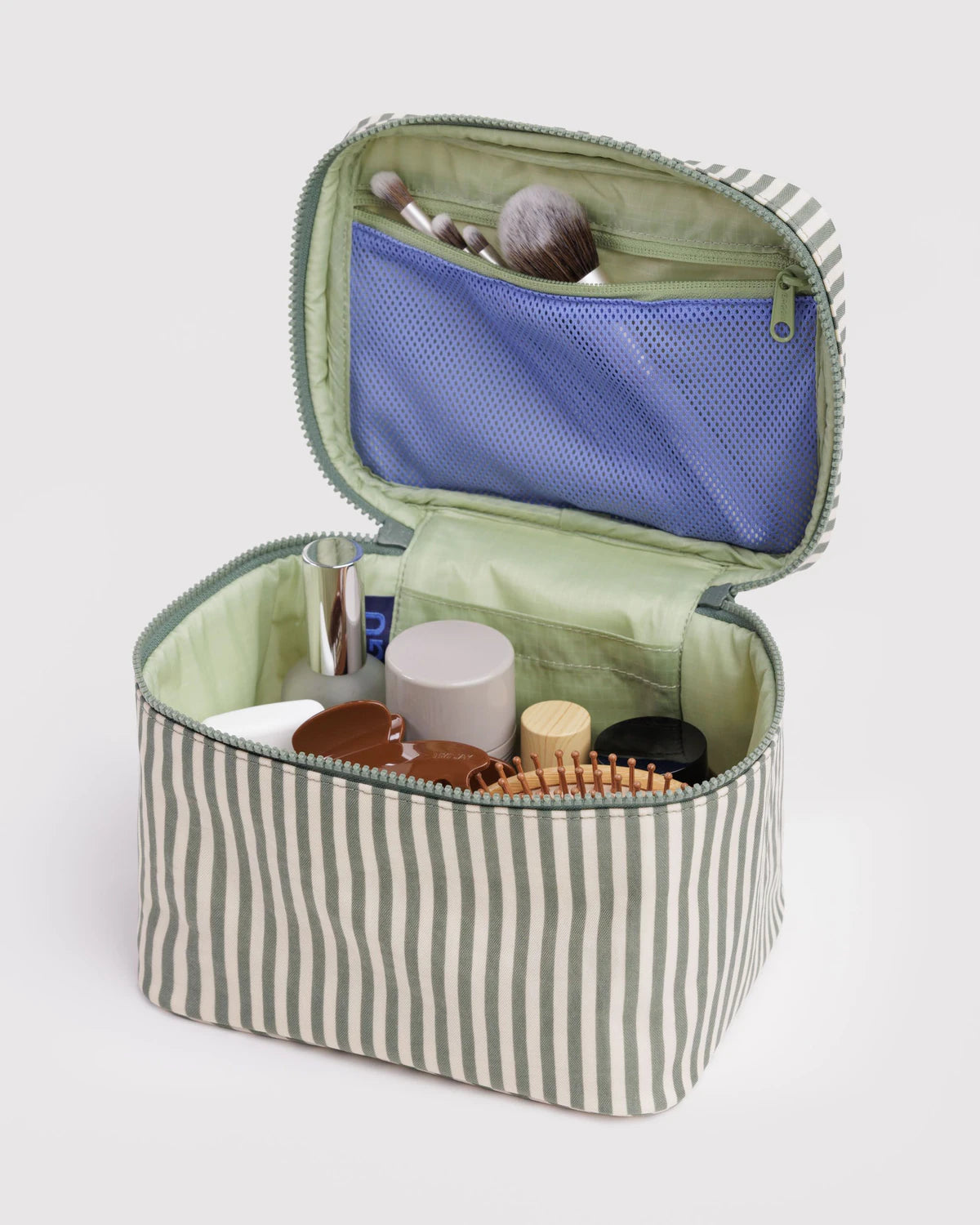 Baggu - Large Cosmetic Case | Sage Stripe