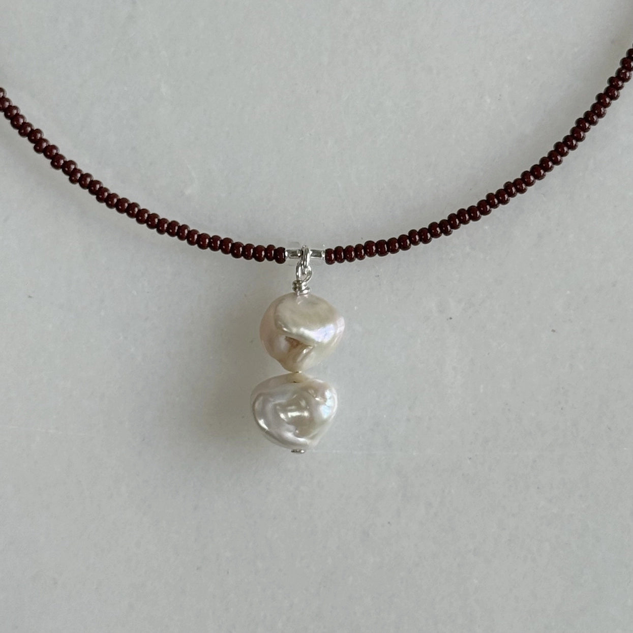 Sea + Pattern - Pearl Drop Necklace | Espresso