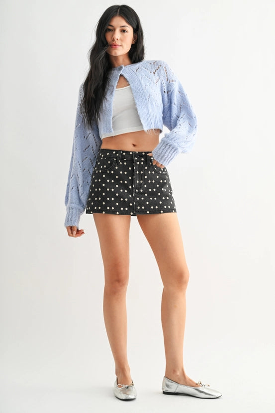 Just Black - Denim Skort | Polka Dot
