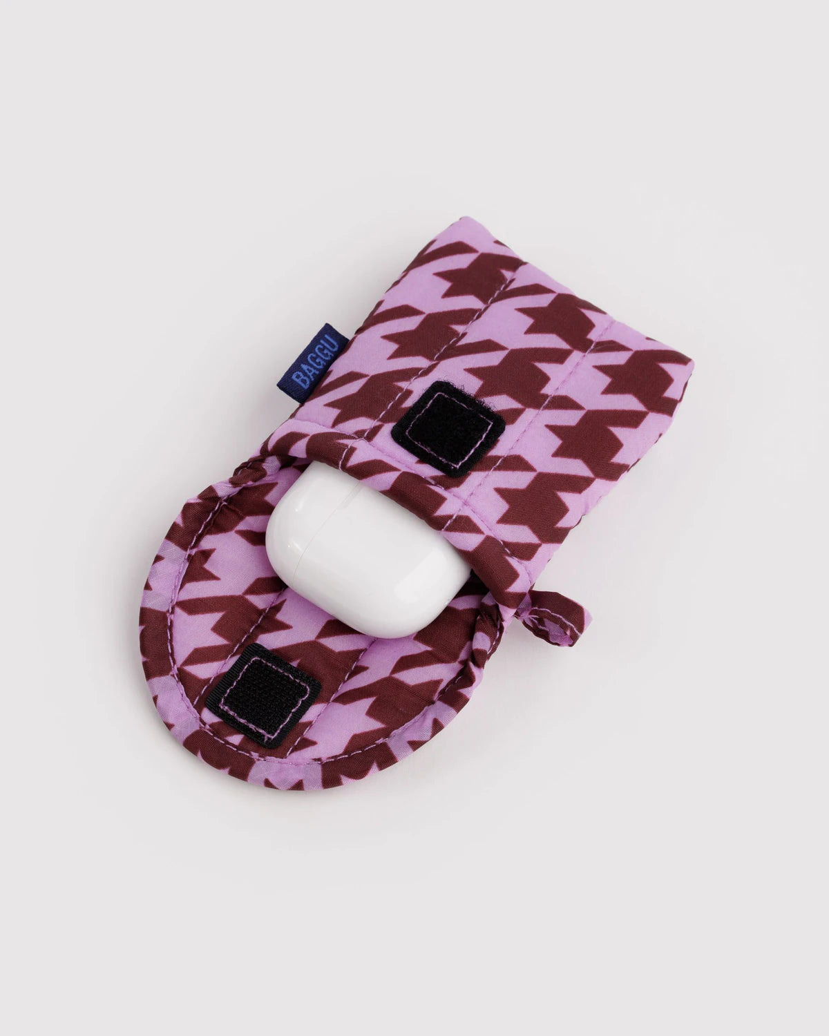 Baggu - Puffy Earbuds Case | Pink Houndstooth