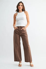 Just Black Denim - HR Twist Seam Barrel Jean | Vintage Brown