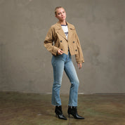 RAISONNEL - Short Double-Breasted Trench Jacket | Khaki Beige