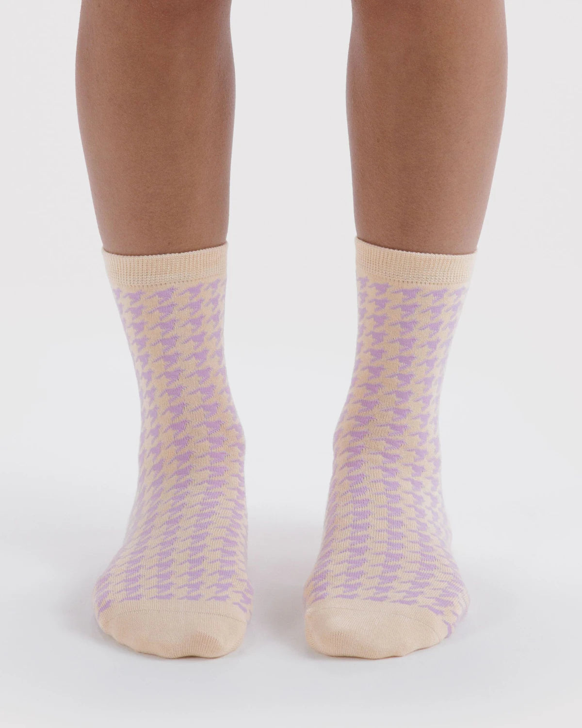 Baggu - Crew Sock | Pink Houndstooth