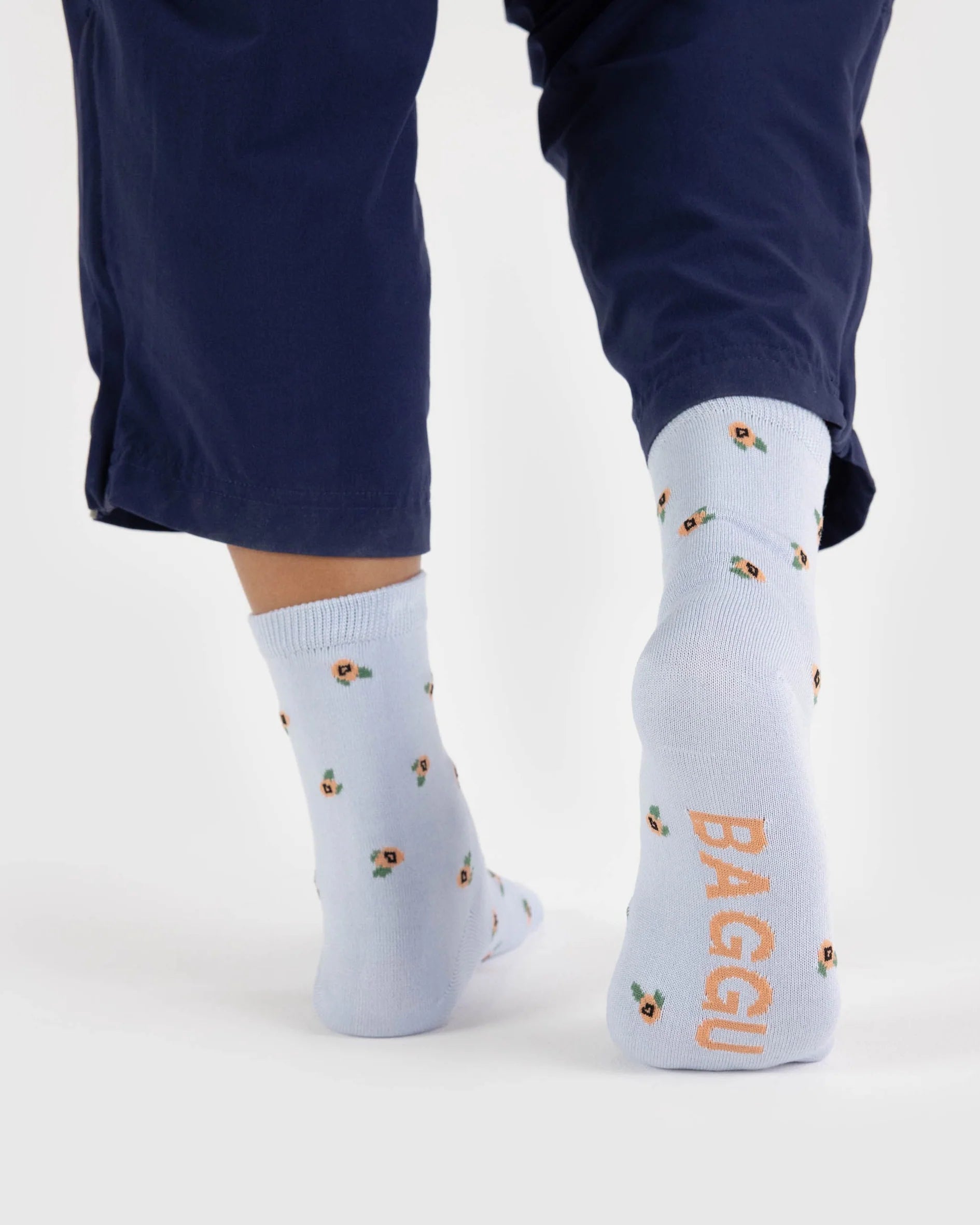 Baggu - Crew Sock | Blue Rosette