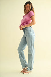 Just Black Denim - High Rise Straight | Light Denim