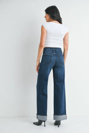 Just Black Denim - Cuffed Palazzo | Medium Denim