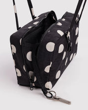 Baggu - Nylon Bowler Bag | Black And Cream Polka Dot