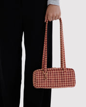 Baggu - Small Nylon Bowler Bag | Tan Houndstooth
