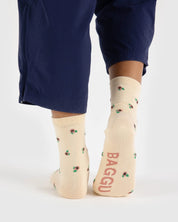 Baggu - Crew Sock | Cream Rosette