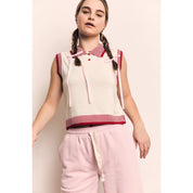 Blank Lab - Collar Contrast Vest | Ivory & Red