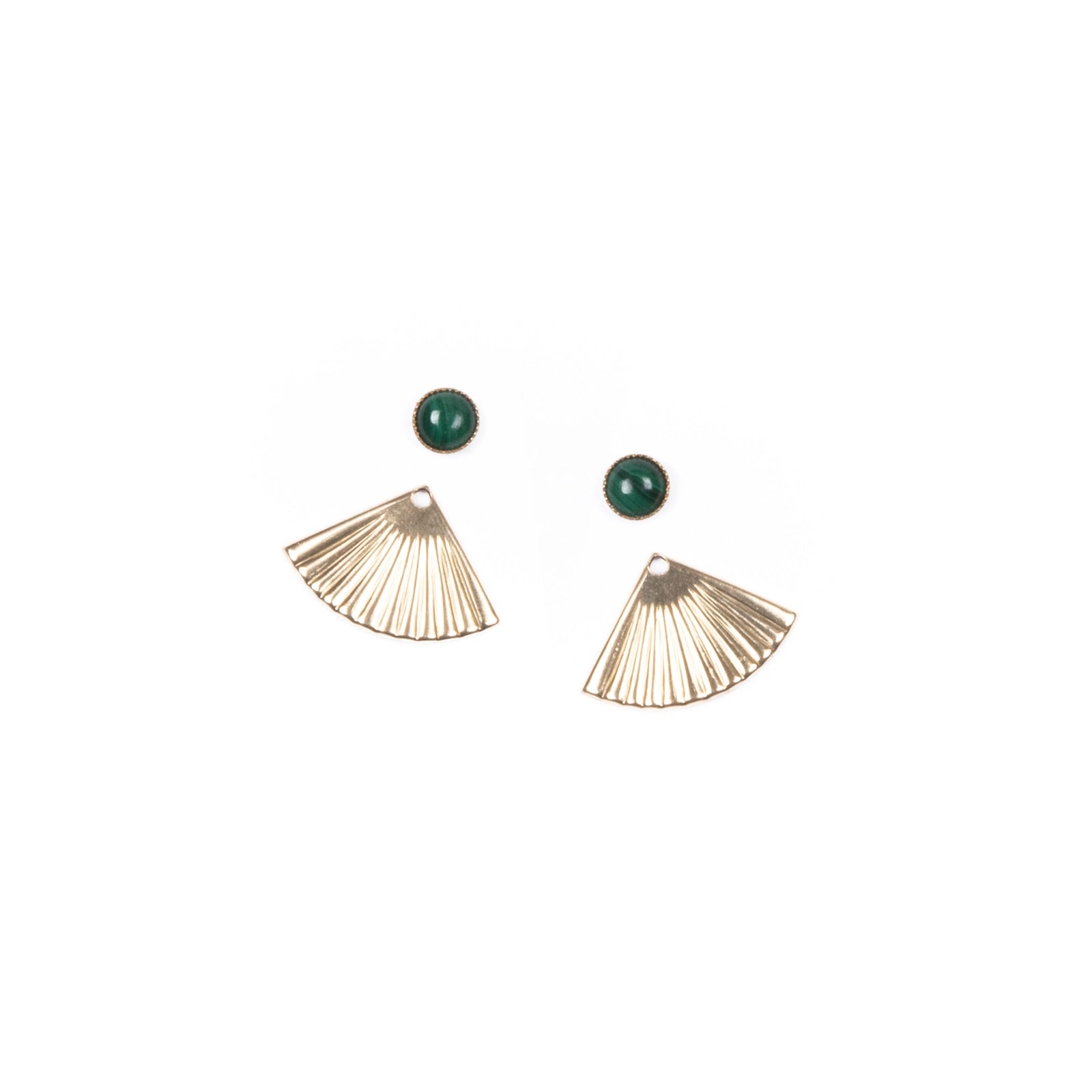Michelle Starbuck - Malachite Mini Pleat Jacket Earrings