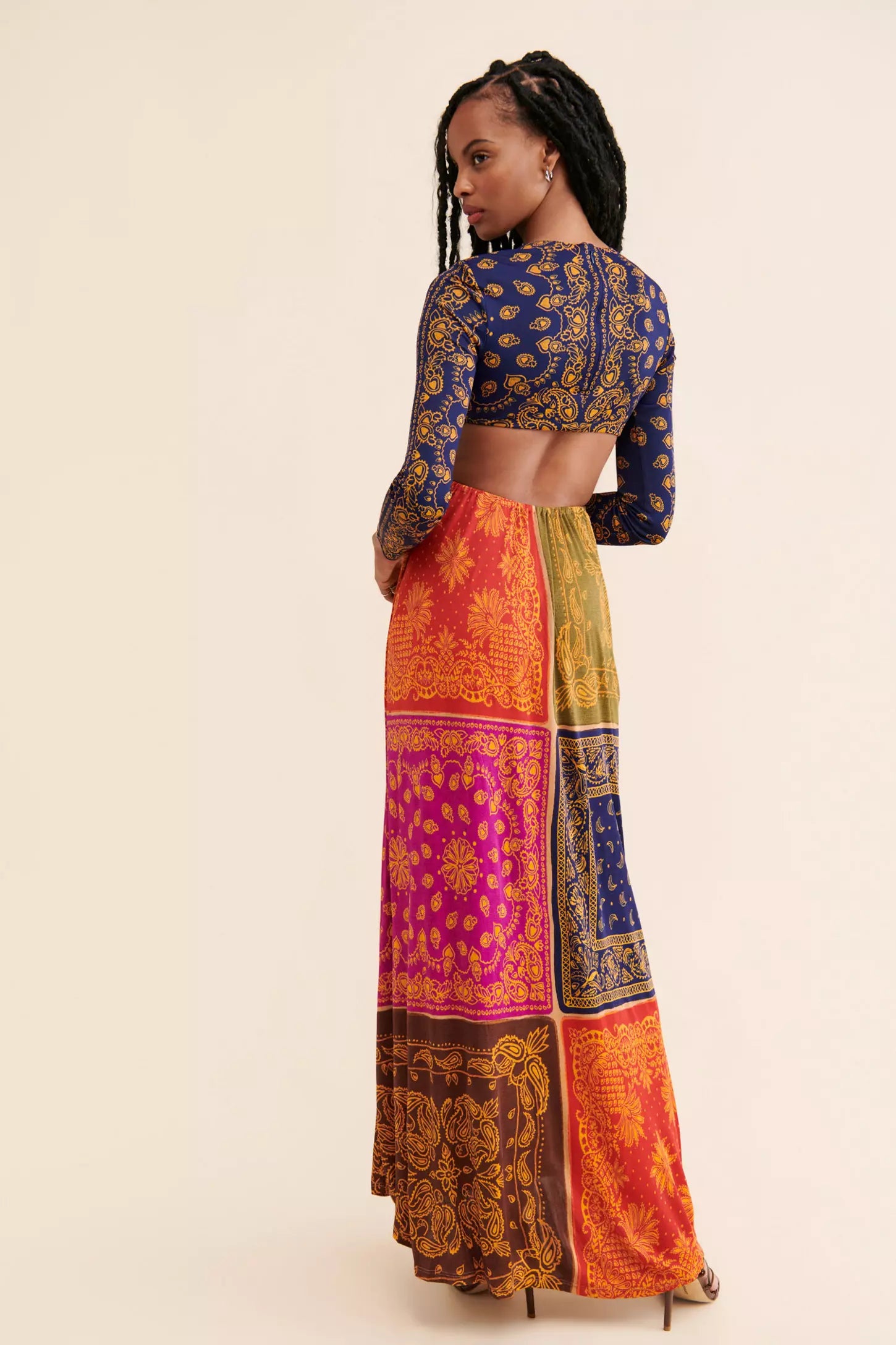 Farm Rio Bandana Dream Cut-Out Maxi Dress (L)